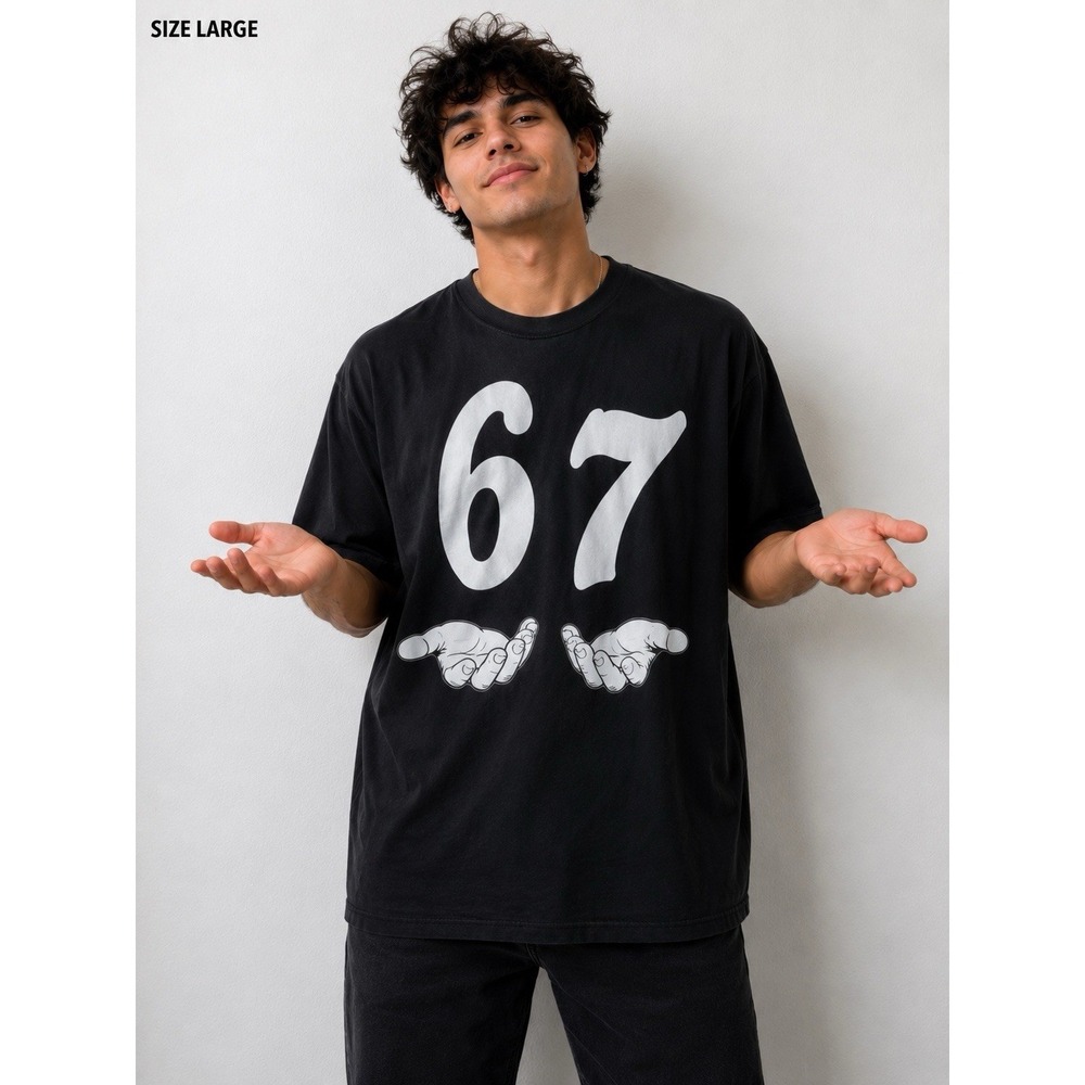 6 7‎ Men's Black Large T-shirt Meme -2402